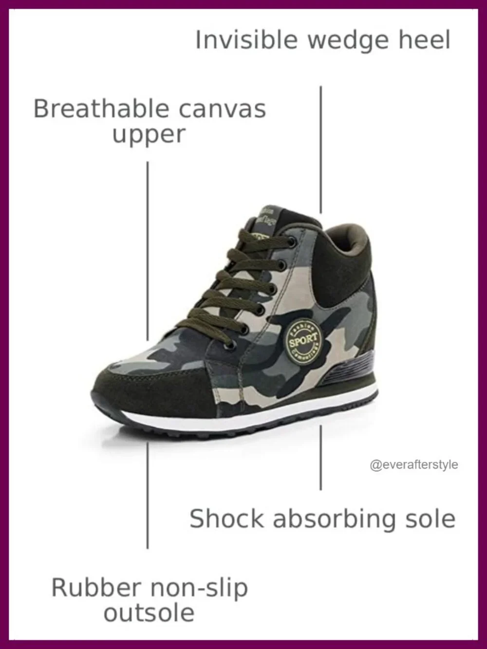 Ladies Canvas Wedge Platform Sneakers Hidden Heel High Top Lace Up Athletic